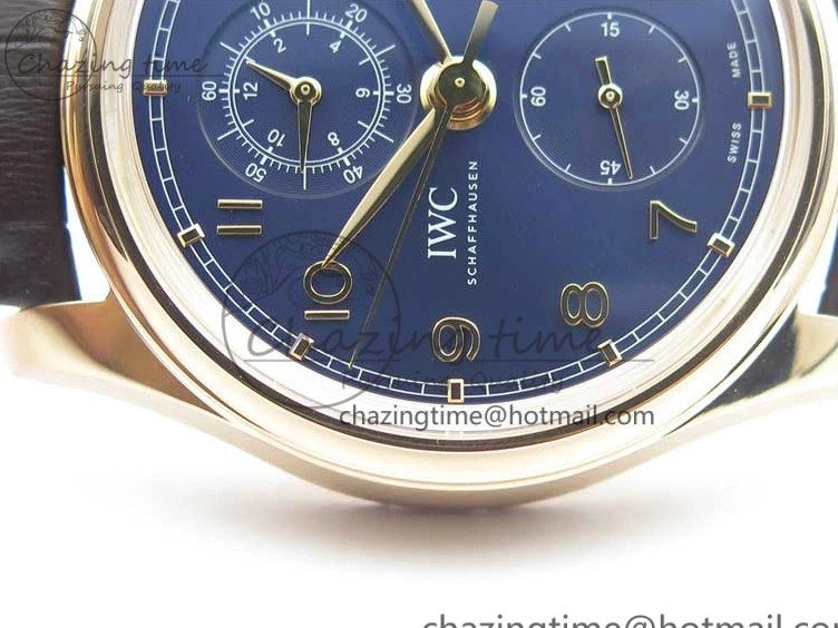 MIROTIME 0101 Portugieser Chrono  42 IW390406 RG ZF 1:1 Best Edition Blue Dial on Brown Leather Strap A Durable 7129